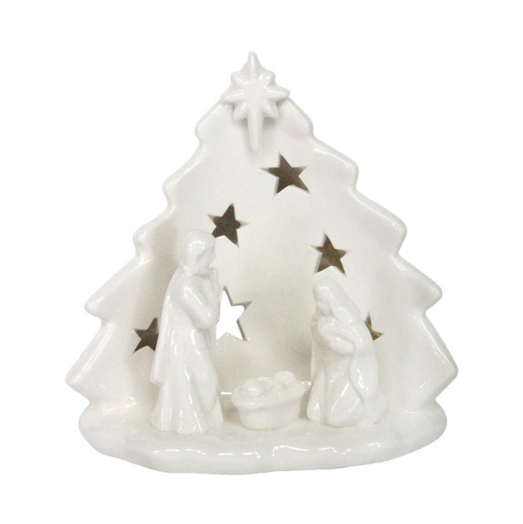 White Ceramic Nativity CandleHolder SOLD OUT image 0